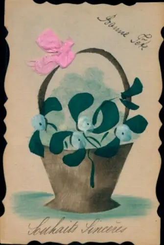 Material Ak Stoffschleife, Blumenkorb, Glückwunsch