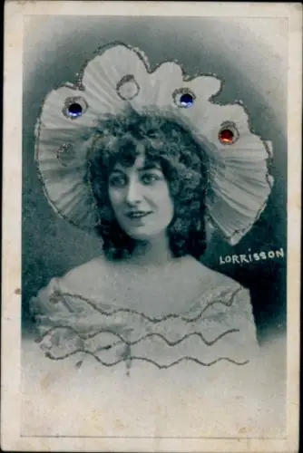 Glitzer Ak Lorrison, Frau-Porträt