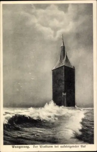 Ak Nordseebad Wangeroog Wangerooge in Ostfriesland, Westturm, aufsteigende Flut