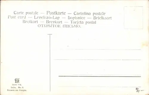 Künstler Ak Perlberg, Indien, Benares am Ganges