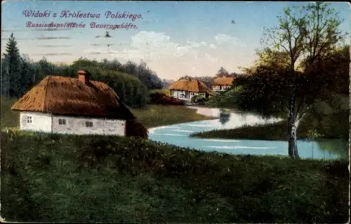 Ak Russisch Polnische Bauerngehöfte