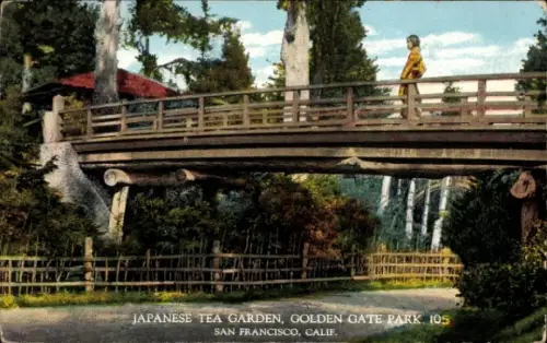 Ak San Francisco Kalifornien USA, Japanischer Teegarten, Brücke, San Francisco