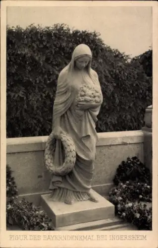 Ak Ingersheim Elsass Haut Rhin, Figur des Bayerndenkmal
