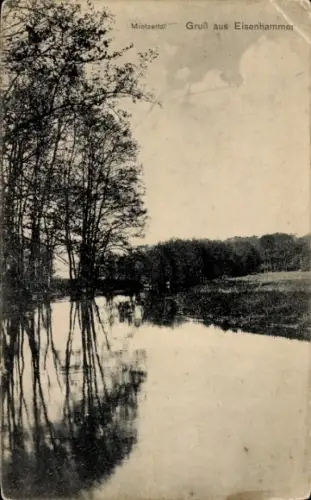 Ak Eisenhammer Polen, Fluss, Bäume