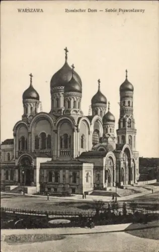 Ak Warszawa Warschau Polen, Russischer Dom, Sobór Prawosławny,  Kuppeln, Schwarz-Weiß