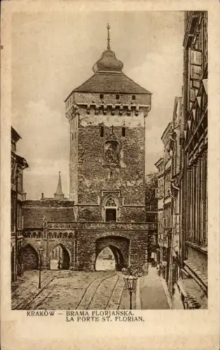 Ak Kraków Krakau Polen,  Brama Floriańska, La Porte St. Florian, r Turm