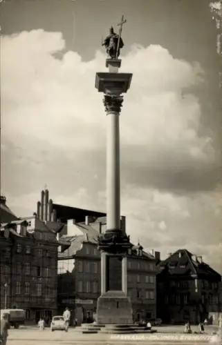 Ak Warszawa Warschau Polen, Zygmunt-Säule, Statue, Wolken, Gebäude