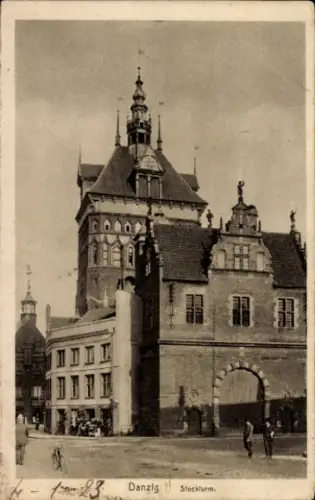 Ak Gdańsk Danzig,  Stockturm,  Architektur, 