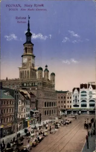Ak Poznań Posen, Stary Rynek, Rathaus, Markt,  Architektur