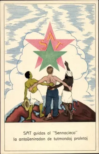 Künstler Ak Esperanto, SAT guidas al Sennacieco