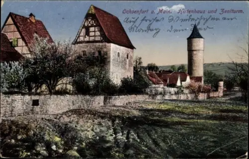 Ak Ochsenfurt am Main Unterfranken, Hirtenhaus und Zentturm