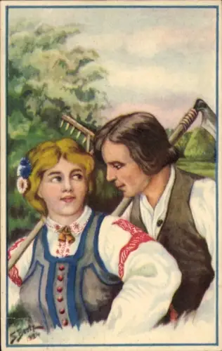 Künstler Ak Bertz, S., Nach der Arbeit
