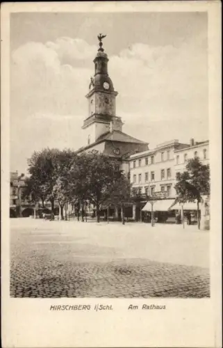 Ak Jelenia Góra Hirschberg Riesengebirge Schlesien, Am Rathaus, Platz