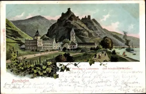 Ak Bornhofen am Rhein, Die feindlichen Brüder, Burg Sternberg, Sternberg, Liebenstein