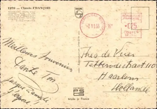 Ak Musiker Claude François, Portrait