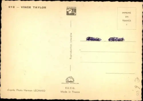 Ak Musiker Vince Taylor, Portrait