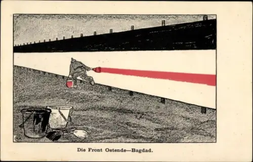 Künstler Ak Arnold, Karl, Die Front Ostende Bagdad, Deutsche Farben, Liller Kriegszeitung, I. WK