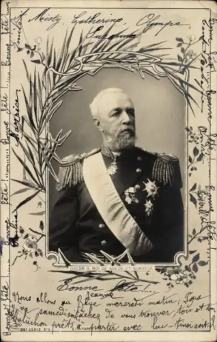 Passepartout Ak König Oskar II. von Schweden, Portrait in Uniform