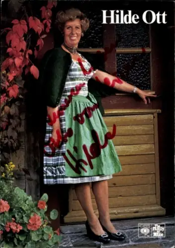 Autogrammkarte Sängerin Hilde Ott, Portrait, Autogramm