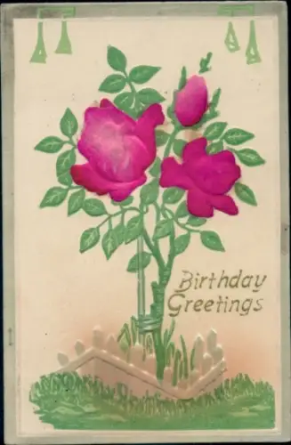 Präge Material Ak Glückwunsch Geburtstag, Blumen