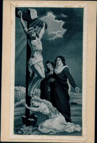 Seiden Ak Kreuzigung Christi, Weinende Frauen