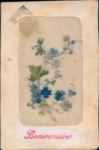 Seidenstick Ak Blumen, Vergissmeinnicht