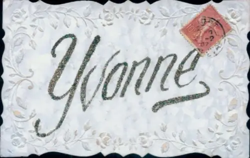 Präge Glitzer Buchstaben Ak Vorname Yvonne