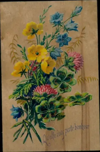 Holz Ak Blumenstrauß, Glücksklee