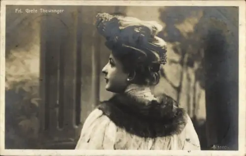 Ak Schauspielerin Grete Thewanger, Rückenansicht