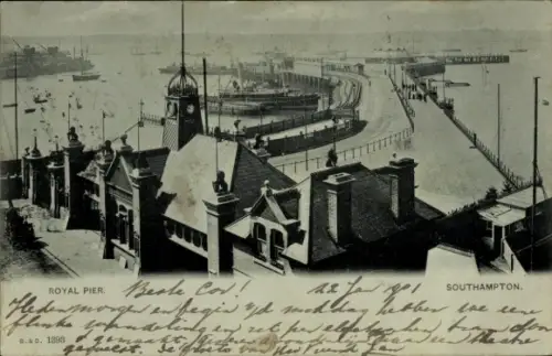 Ak Southampton Hampshire England, Royal Pier,  Hafenansicht, Schiffe, 1893