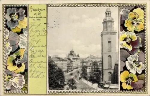 Passepartout Ak Frankfurt am Main, Katharinenkirche, Zeil