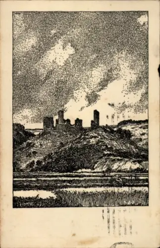 Künstler Ak A. Paul Weber, Ruine Brandenburg, Federzeichnung, frühe Ansichtskarte