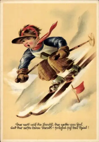 Ak Junge fährt Ski, Wintersport