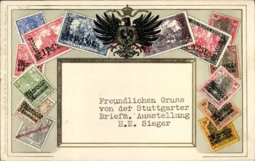 Wappen Briefmarken Litho Deutschland, Marocco