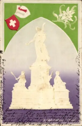 Präge Ak Basel Stadt Schweiz, St. Jakob Denkmal, Wappen