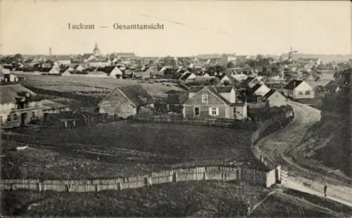 Ak Tukums Tuckum Lettland, Landschaftsansicht,  Lettland, Häuser, Felder, Windmühle