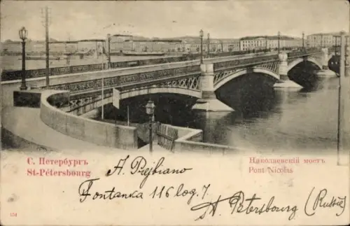 CPA Saint-Pétersbourg Russie, Pont Nicolas