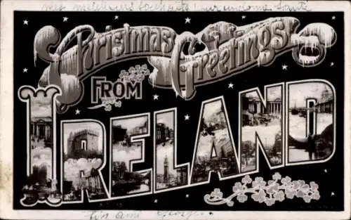 Buchstaben Ak Irland, Souvenir, Glückwunsch Weihnachten