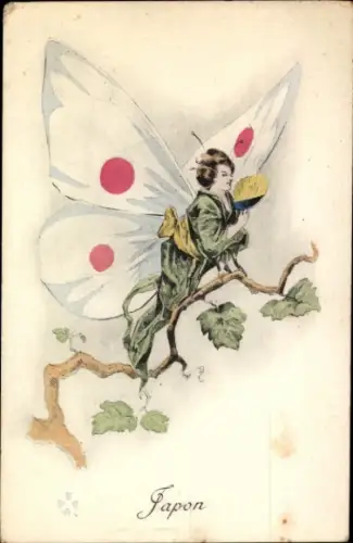 Künstler Ak Japan, Allegorisch, Frau als Schmetterling