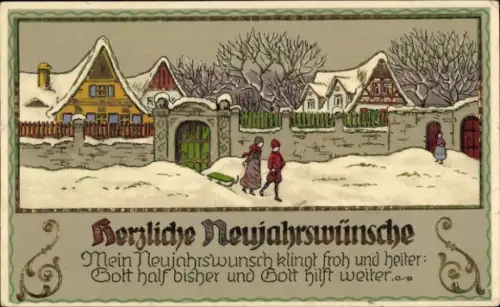 Präge Ak Frohe Weihnachten, Dorfidyll
