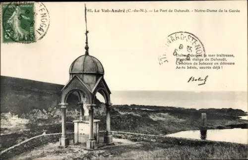Ak Pléneuf-Val-André Bretagne, Le Port de Dahoult, Notre-Dame de la Garde