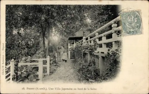 Ak Poissy Yvelines, Une Villa Japonaise au bord de la Seine