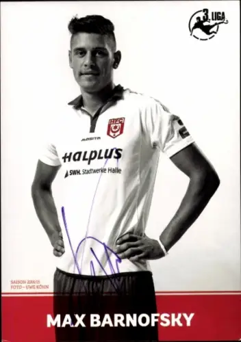 Autogrammmkarte Fußballer Max Barnofsky, Hallescher FC, Autogramm