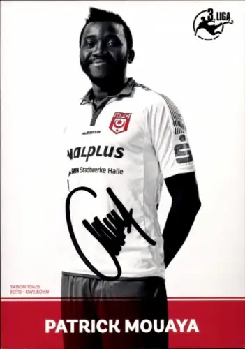 Autogrammmkarte Fußballer Patrick Mouaya, Hallescher FC, Autogramm
