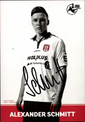 Autogrammmkarte Fußballer Alexander Schmitt, Hallescher FC, Autogramm