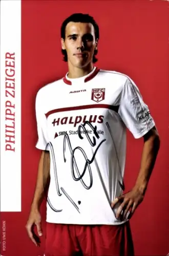 Autogrammmkarte Fußballer Philipp Zeiger, Hallescher FC, Autogramm