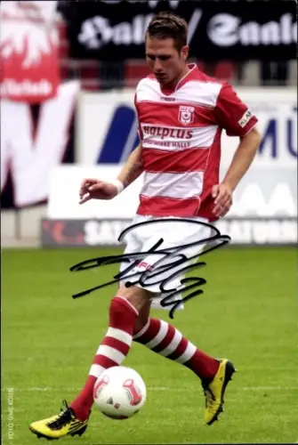 Autogrammmkarte Fußballer Pierre Dominik Becken, Hallescher FC, Autogramm