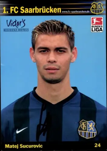 Autogrammkarte Fußballer Matej Sucurovic, 1. FC Saarbrücken, Autogramm