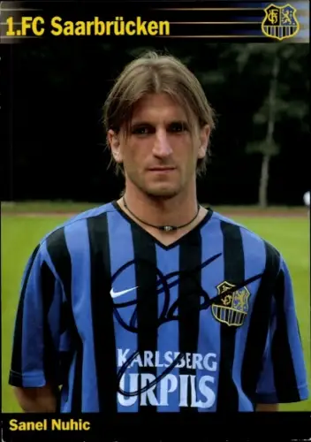 Autogrammkarte Fußballer Sanel Nuhic, 1. FC Saarbrücken, Autogramm