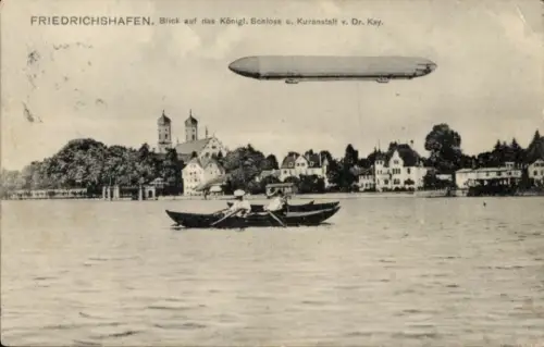 Ak Friedrichshafen am Bodensee, Königliches Schloss, Kuranstalt von Dr. Kay, Zeppelin